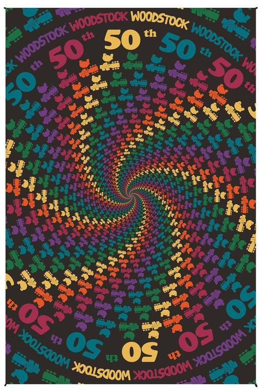 3D Woodstock 50th Sprial Tapestry - HalfMoonMusic