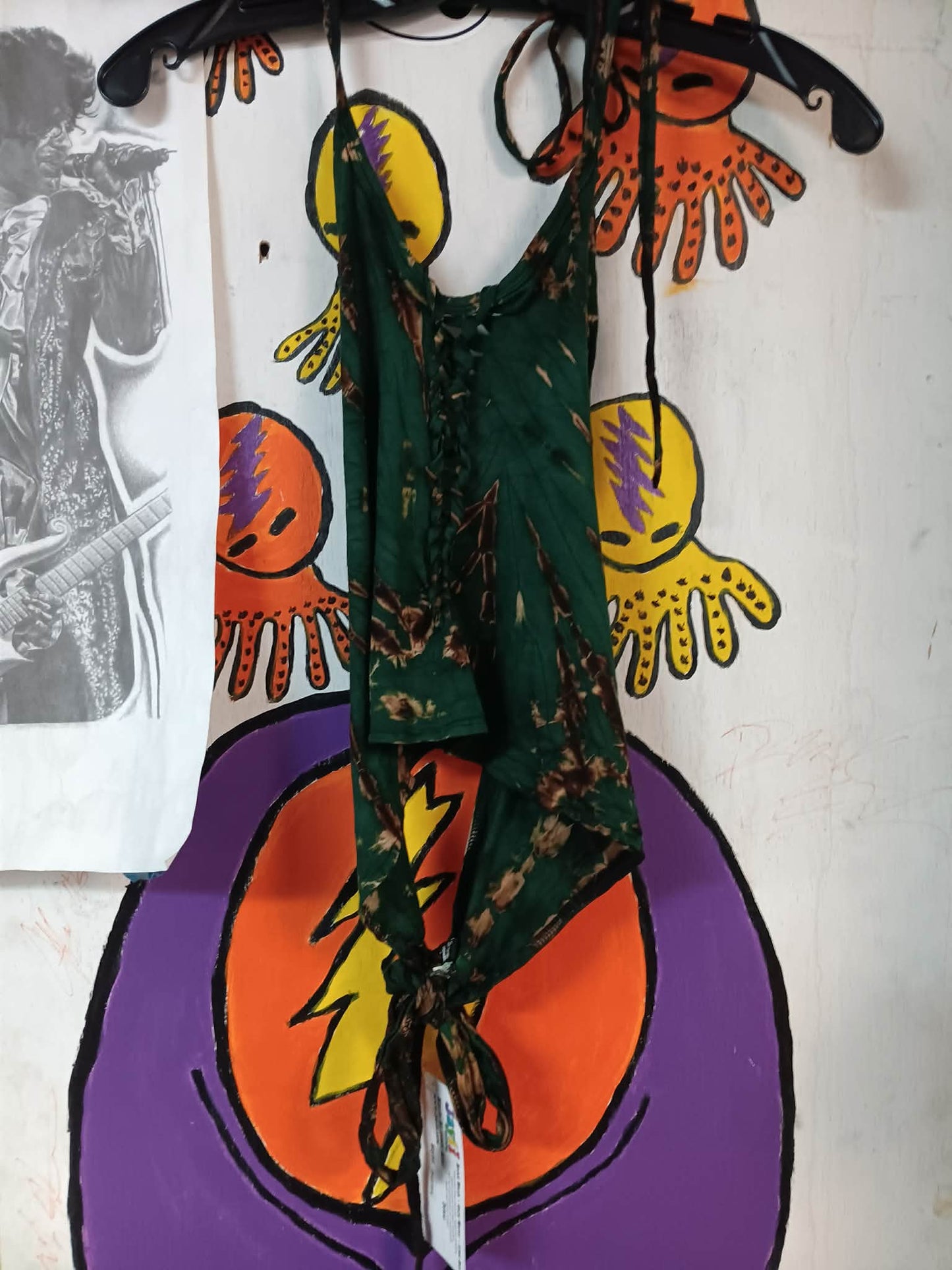 Women's Rayon Spandex Tie-Dye Front Braided Tie-Back Halter Top