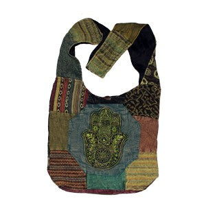 Cotton Hamsa Patchwork Bag - HalfMoonMusic