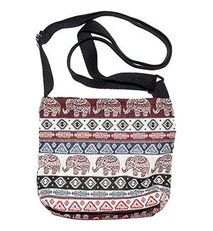 Elephant Print Cotton Crossbody Bag - HalfMoonMusic