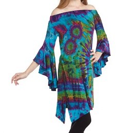 Women's Off The Shoulder Tie Dye Tunic - HalfMoonMusic