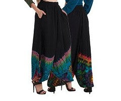 Women's Half Tie Dye Rayon Harem Pants - HalfMoonMusic