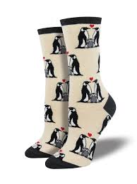 Women's Penguin Love Crew Socks - HalfMoonMusic