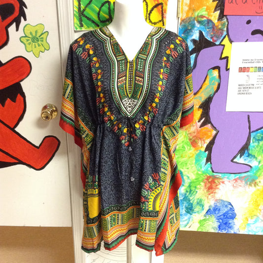 Womens Dashiki Kaftan Top - HalfMoonMusic