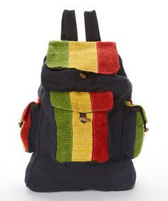 Rasta Black Backpack - HalfMoonMusic