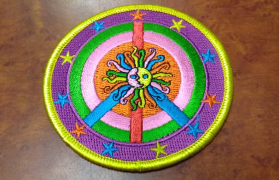 Stars and Sun Peace Sign Patch - HalfMoonMusic