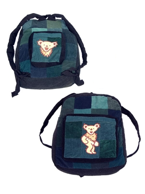 Grateful Dead Double Sided Corduroy Dancing Bear Patch Backpack - HalfMoonMusic