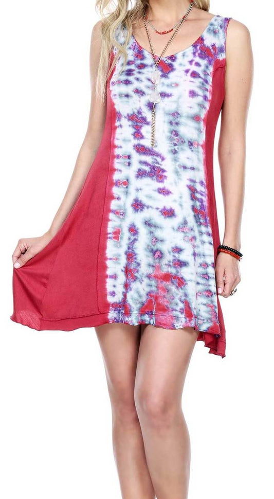 Womens Tie Dye Front Panel Dress - HalfMoonMusic