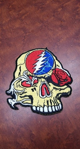 Grateful Dead Yellow Skull Rose Patch - HalfMoonMusic
