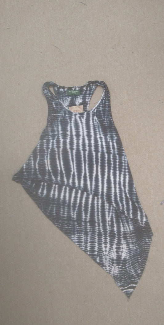 Womens Spandex Tie-Dye Asymmetrical-Cut Sleeveless Top - HalfMoonMusic