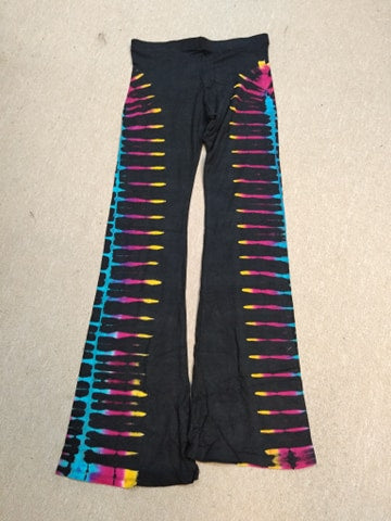 Womens Spandex Side Tie Dye Bell Bottom Pants - HalfMoonMusic
