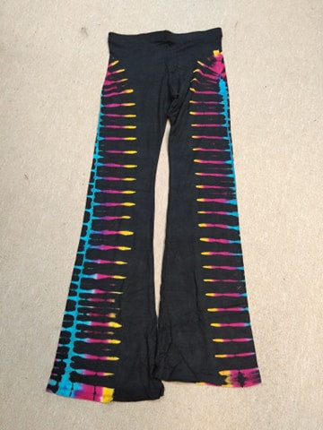 Womens Spandex Side Tie Dye Bell Bottom Pants - HalfMoonMusic
