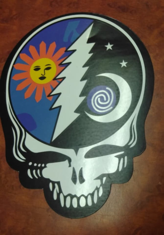 Sun and Moon Lightning Bolt Stealie Sticker - HalfMoonMusic