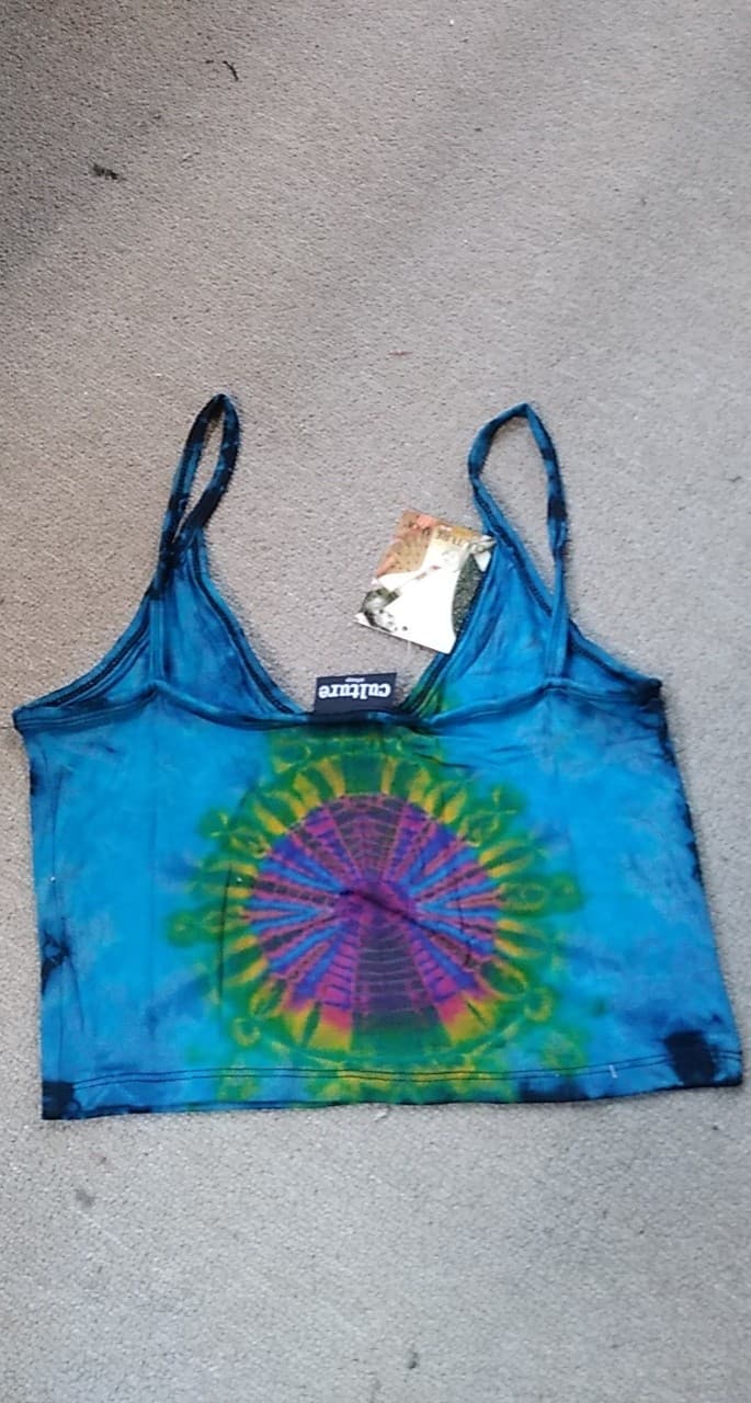 Womens Tie Dye Crop Scoop Front Top - HalfMoonMusic