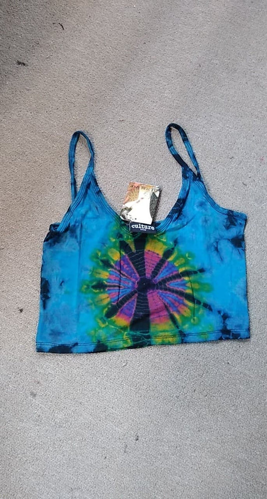 Womens Tie Dye Crop Scoop Front Top - HalfMoonMusic