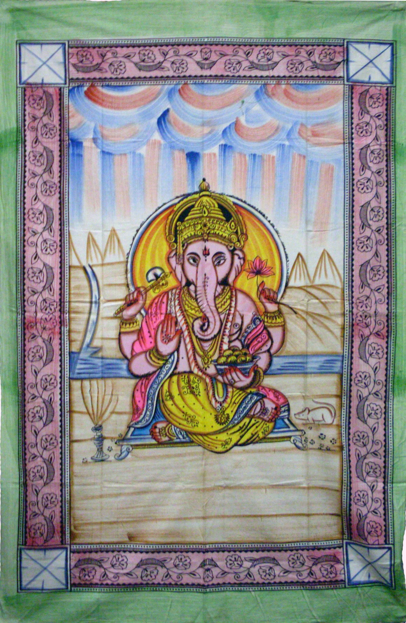 Painted Ganesh Tapestry - HalfMoonMusic