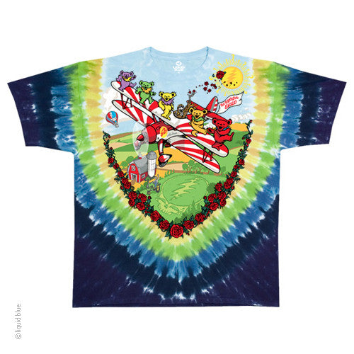 Grateful Dead Bears Biplane Tie Dye T-shirt - HalfMoonMusic