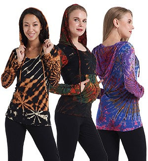 Womens Spandex Long Sleeve Top with Hoodie - HalfMoonMusic