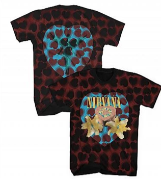 Mens Nirvana Heart Shaped Box Pattern T-Shirt - HalfMoonMusic