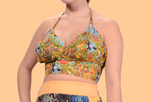 Womens Feelin Groovy Printed Halter Top - HalfMoonMusic