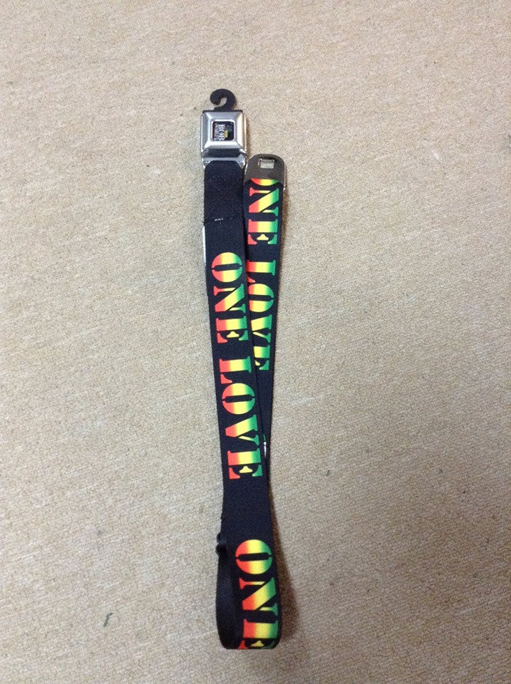 Bob Marley One Love Rasta Seatbelt Buckle Belt - HalfMoonMusic