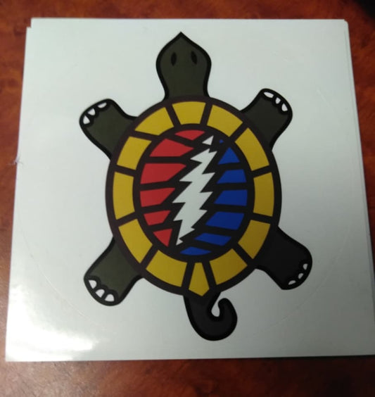 Grateful Dead Round Lightning Turtle Sticker - HalfMoonMusic