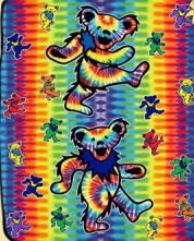 Grateful Dead Tie Dye Bear Fleece Throw Blanket - HalfMoonMusic