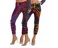 Womens Tie-Dye Spandex Capri Leggings - HalfMoonMusic