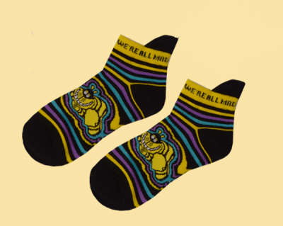 Cheshire Cats Striped Face Ankle Socks - HalfMoonMusic