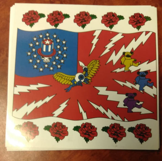 Grateful Dead Bolt Flag Sticker - HalfMoonMusic