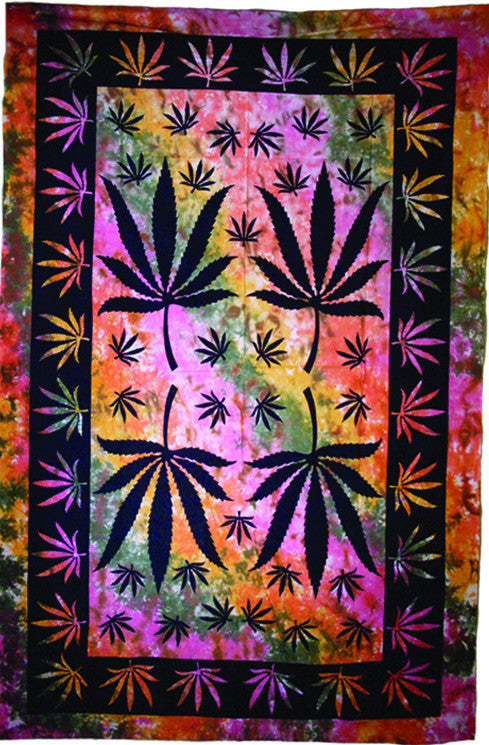 Multi Leaf Tie-dye Tapestry - HalfMoonMusic