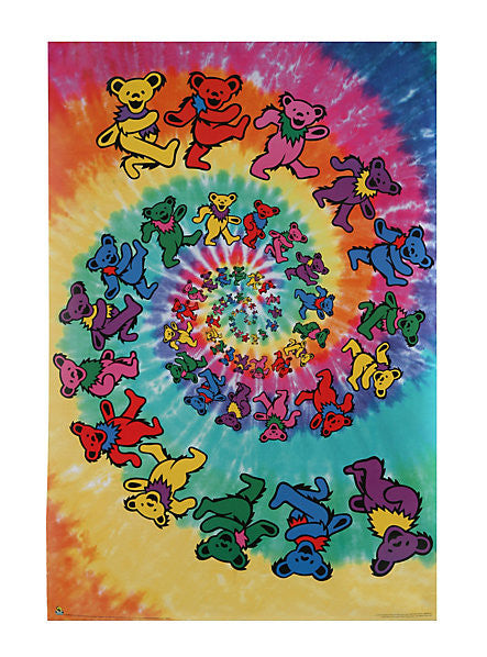 Tie Dye Dancing Bear Spiral poster - HalfMoonMusic