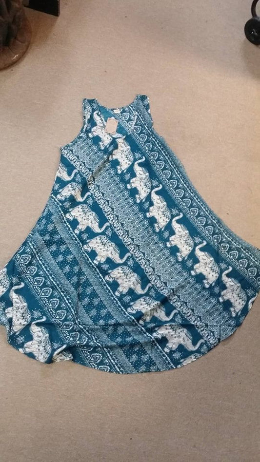 Womens Rayon Elephant Long Dress - HalfMoonMusic