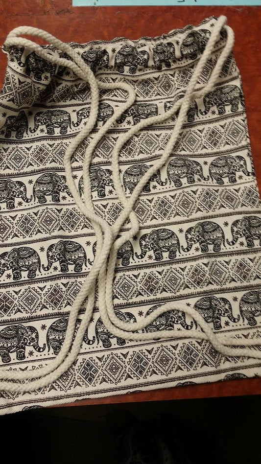 Elephant Print Drawstring Bag - HalfMoonMusic