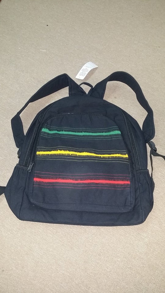 Black Rasta Stripe Backpack - HalfMoonMusic