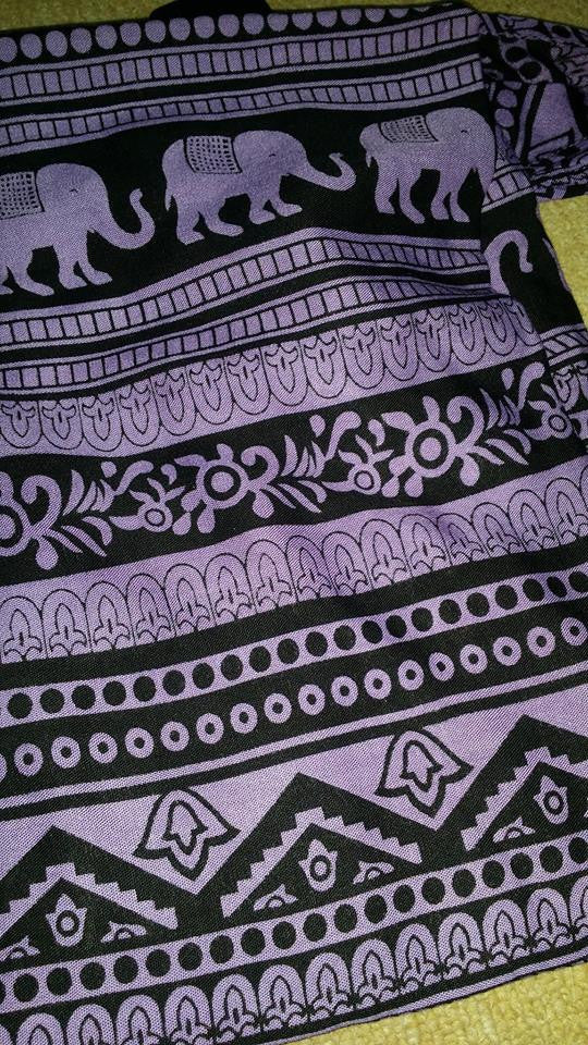 Womens Elephant Print Long Back Tank Top - HalfMoonMusic