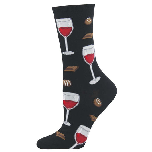 Womens Time To Wine Down Crew Socks - HalfMoonMusic