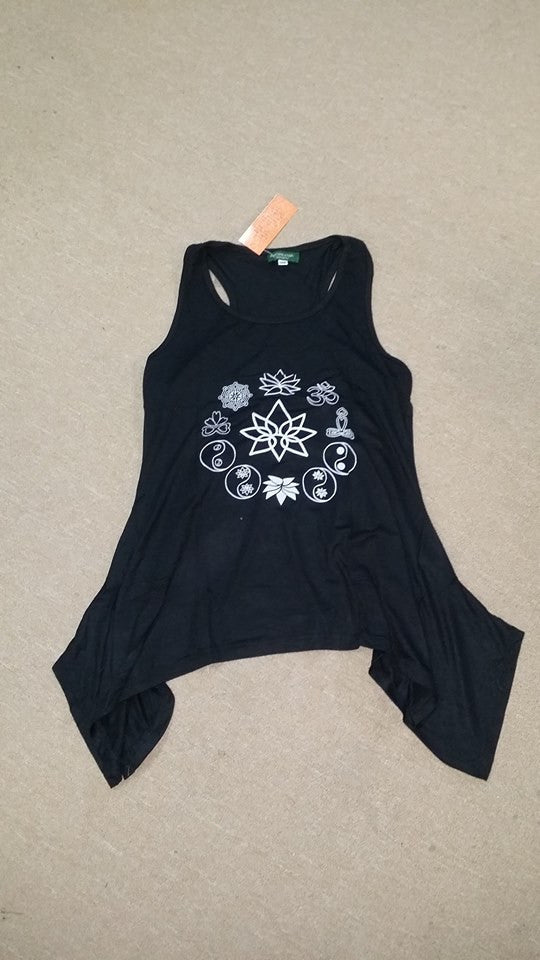 Womens Lotus Print Flow Tank Top - HalfMoonMusic