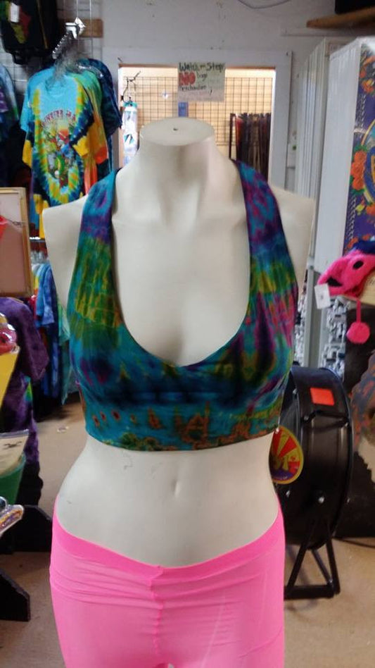 Womens Tie Dye Criss Cross Bralette Top - HalfMoonMusic