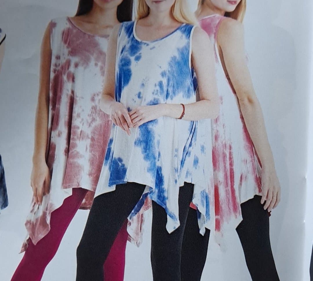 Womens Spandex Tie-Dye Sleeveless Tunic Top - HalfMoonMusic