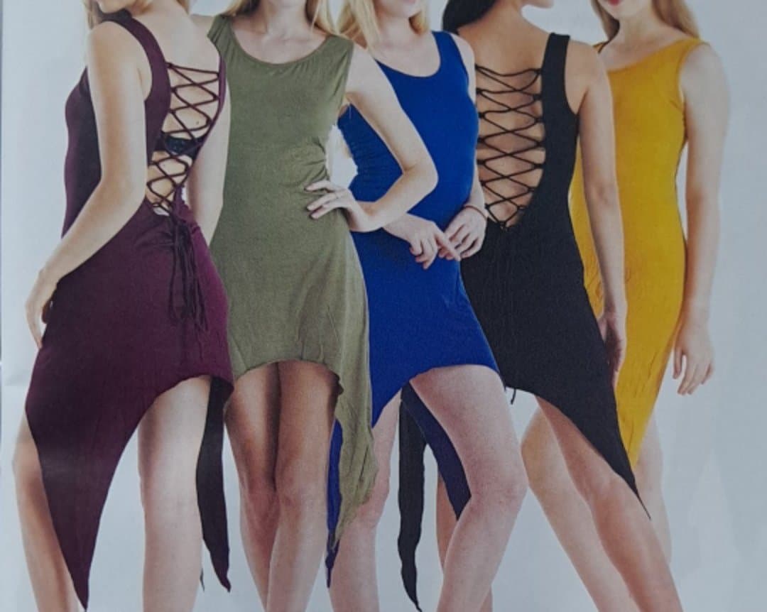 Womens Spandex Fairy Cut Lace-Back Tunic Dress - HalfMoonMusic