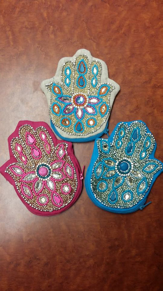 Hamsa Beaded Coin Purse - HalfMoonMusic