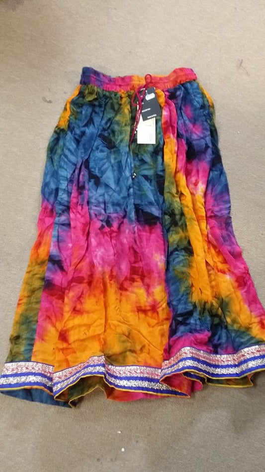 Womens Tie Dye 31" Embroidery Sequin Skirt - HalfMoonMusic