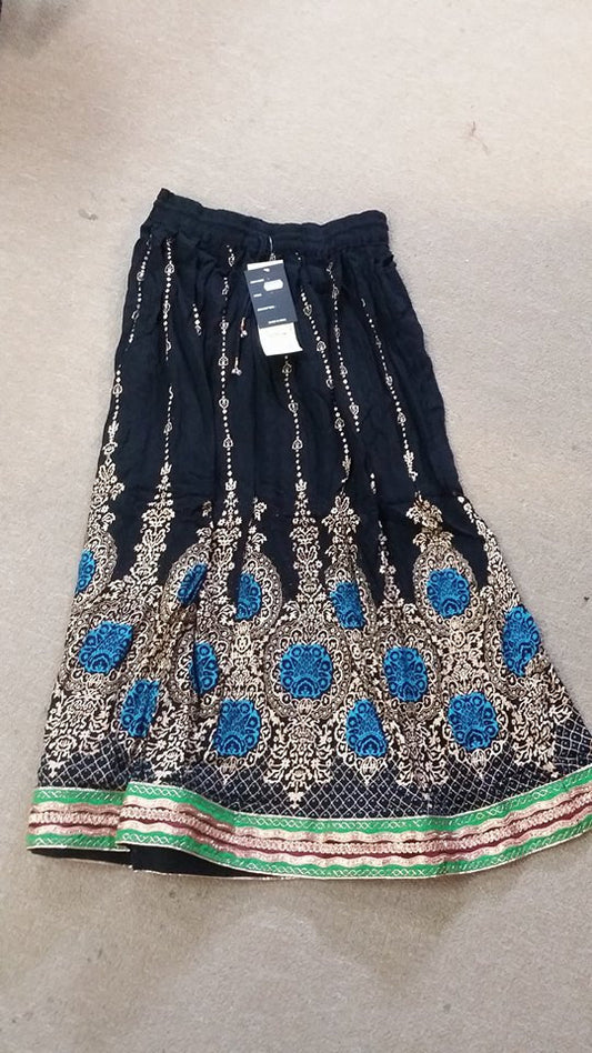 Womens 34" Scroll Print Embroidery Skirt - HalfMoonMusic