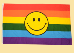Rainbow Happy Face Flag - HalfMoonMusic