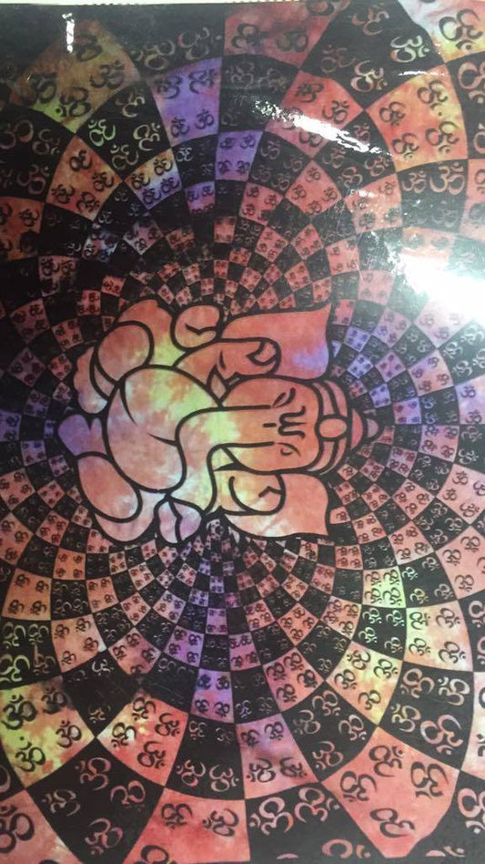 Om Ganesh Tie Dye Tapestry - HalfMoonMusic