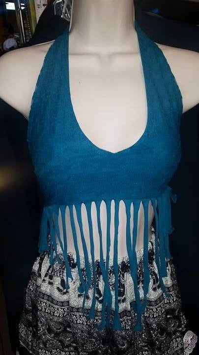 Fringe Halter Top - HalfMoonMusic