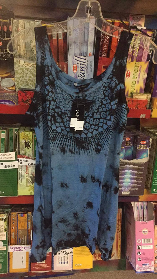 Tiedye Tunic with Print on Neck - HalfMoonMusic