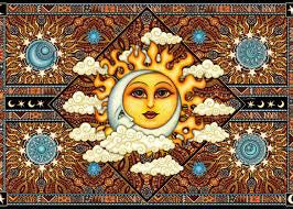 Sun, Moon & Clouds Tapestry - HalfMoonMusic