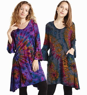 Womens Long Sleeve Tunic Top W/ Pocket - HalfMoonMusic
